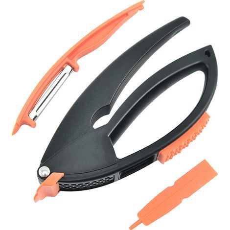 Presse Ail Manuel avec Couteau d'Office - Ecrase et Coupe Ail - Garlic Crusher Facile à Presser, à Nettoyer et Durable (1/5)