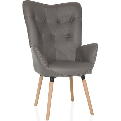 Ohrensessel / Vintage Sessel HAVENIO I Stoff grau hjh LIVING