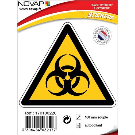 Panneau Danger risque biologique - Adhésif Triangle 100mm - 4032177
