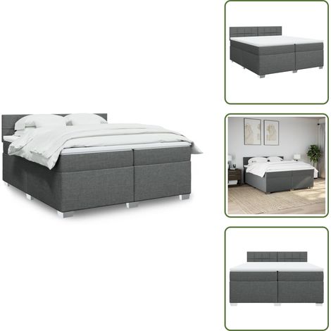 Boxspringbett mit Matratze Dunkelgrau 200x200 cm Stoff - Boxspringbett - Doppelbett - Bettsofa - Schlafsystem - Polsterbett (1/5)