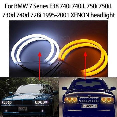 Switchback Cotton Light LED Angel Eye Dual White Amber für BMW 7 E38 740i 740iL 750i 750iL 730d 740d 728i 95-01 XENON Scheinwerfer