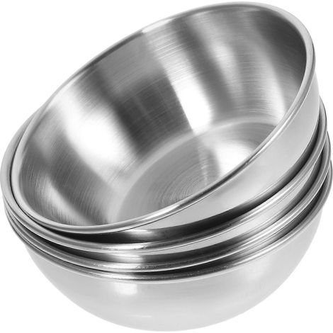 Lot de 4 coupelles à sauce en acier inoxydable, bols à trempette ronds, soucoupes, assiettes à apéritif (1/4)