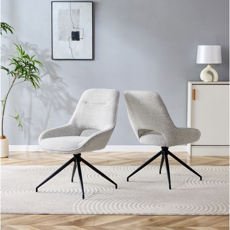 MEUBLIV 2er-Set Esszimmerstühle 50x50x87 cm Greige – 360° drehbar (1/5)