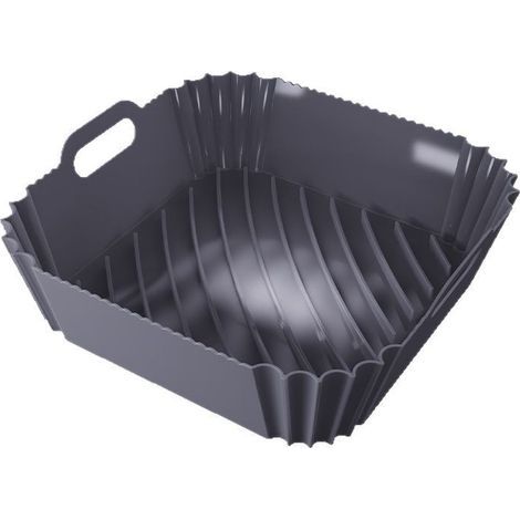 Tapis de cuisson en silicone pour friteuse à air (lot de 2) — Moules à pâtisserie — Compatibles lave-vaisselle, remplacent le papier sulfurisé, noirs (1/5)