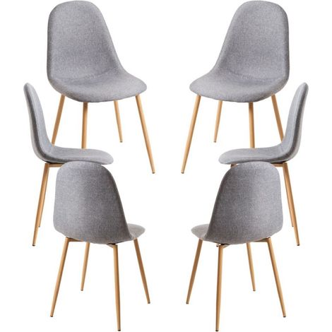 Packs Sillas Comedor - Pack 6 Sillas Teok Tela - Gris claro (1/5)