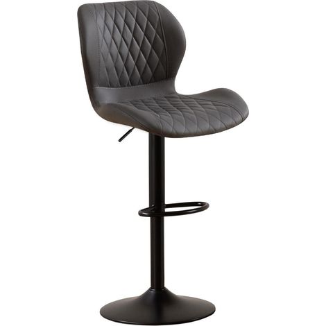 Barhocker mit Lehne, drehbar, höhenverstellbar, Kunstleder, dunkelgrau (1/5)