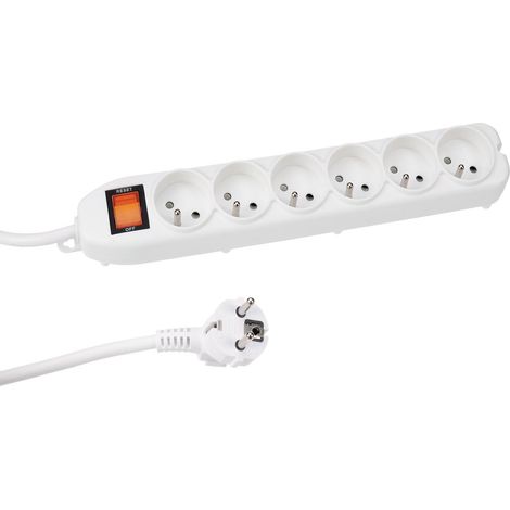 MULTIPRISE À 6 PRISES AVEC INTERRUPTEUR & PROTECTION CONTRE LES SURCHARGES - BLANC VELLEMAN EWS6W (1/3)