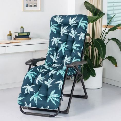 1 Coussin de transat, antidérapant, épais, feuille verte, pour chaise longue pliante, extérieur (1/4)