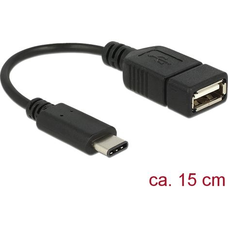 Delock cable adaptador usb type-câ¢ 2.0 macho  usb 2.0 tipo a hembra de 15 cm negro