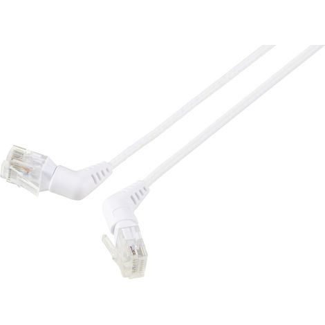 Renkforce RF-6071558 RJ45 Netzwerkkabel, Patchkabel CAT 6 U/UTP 0.50 m Weiß Steckkontakte 360° drehb
