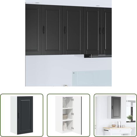 Holzschrank -  Küchenschrank mit Regal Schwarz 40 x 31 x 80 cm Holzwerkstoff (1/5)