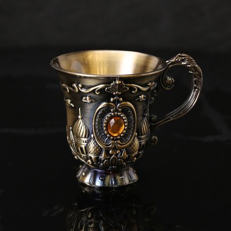 Verre à vin vintage style européen (bleu antique) - Service à vin ancien en alliage - Verre à l'unité