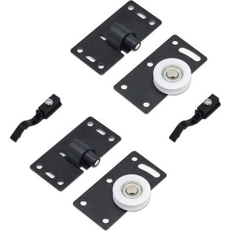 CSPARKV 2 Ensembles de Rouleau de Porte Coulissante, Roues de Rouleau de Meubles, Kits de Piste D'engrenage de Roues en Nylon Muets, pour Fenêtre de Placard Armoire Penderie (Noir) (1/5)