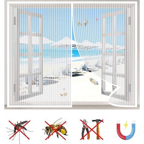 Magnetisches Fenster-Moskitonetz, selbstklebend, automatisch schließend, feinmaschig, für Fenster und Türen (1/5)