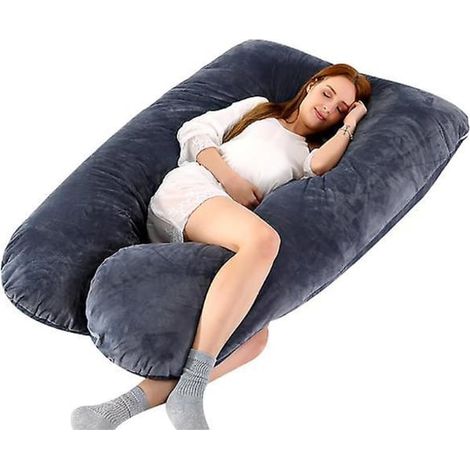 Coussin de grossesse en forme de U, coussin pour tout le corps avec housse amovible, couleur cerise noire-AquaForge (1/5)