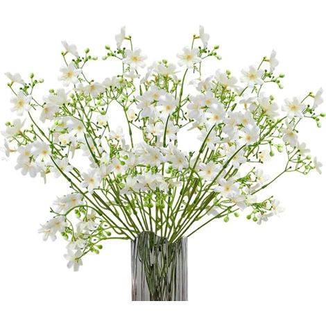 Lot de 8 fleurs artificielles en soie avec longues tiges pour vase haut de 66,4 cm, fleurs artificielles blanches résistantes aux UV, plantes en plastique pour maison, mariage, décoration (1/5)