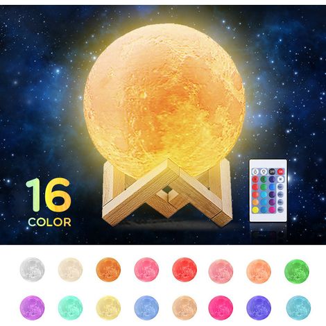 3D Moonlight 16 couleurs 4 modes d'éclairage USB charge interrupteur tactile chambre décoration veilleuse