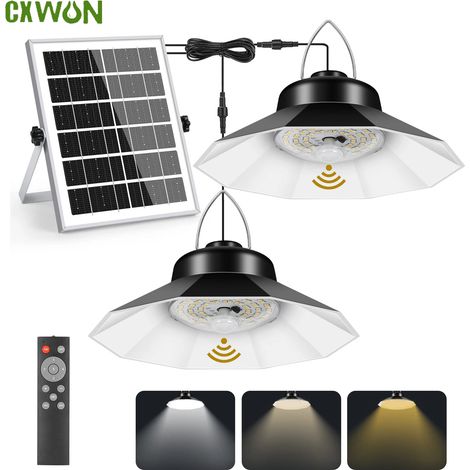 Suspension solaire double avec détecteur de mouvement, télécommande, éclairage extérieur compatible avec grange et garage. (1/5)