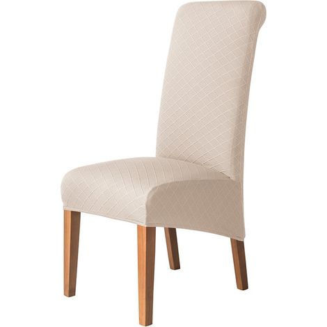 Housses de chaise extensibles beige à carreaux, motif à carreaux (1/5)