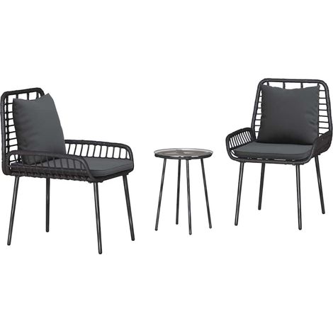 Ensemble de salle à manger pour jardin 3 pcs,Salon de jardin Noir et anthracite CFW48401 (1/5)