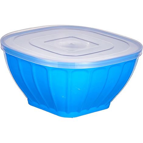 Bol carré empilable en plastique Clinaoy avec couvercle, grande ouverture, gain de place, idéal pour la préparation des repas et des salades. (1/5)