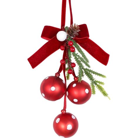 Weihnachtskugelgirlande mit Schleifen – Rot-weiße Punkte (Glockenornament) (1/4)