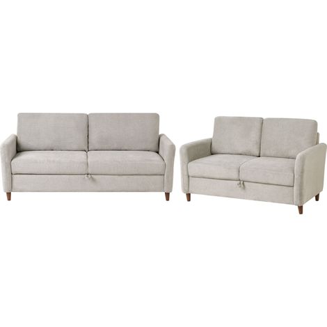 Set da salotto costituito da divani da 2 e 3 posti rivestito in tessuto con braccioli grigio Mare