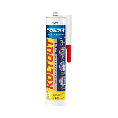 Colle de fixation et d'étanchéité - CYANOLIT - Total tech - Blanc - Cartouche 290 ml - Multi-matériaux - Étanche et flexibl