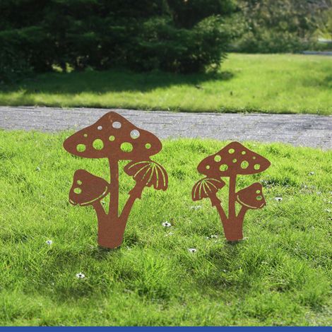 Gartendeko Pilze in Edelrost-Optik, 2er Set, 35 x 20 cm (1/5)