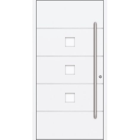 Porte d'entrée en aluminium PASSIVE ALU G6 90 cm blanc - Poussant: Gauche