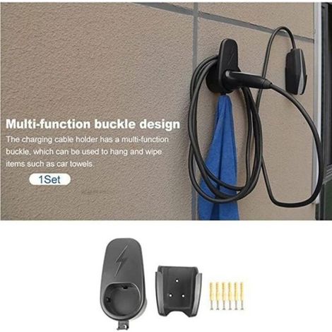 Support mural pour chargeur EV - Organisation de câble Montage mural facile - Tesla Model 3 Y X S - Noir (1/5)