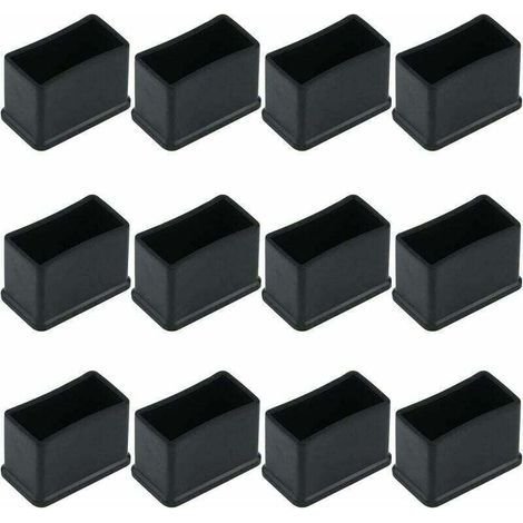 Set di 12 tappi protettivi rettangolari in feltro e gomma – Per gambe di mobili – Dimensioni 15 x 30 mm – Nero (1/4)