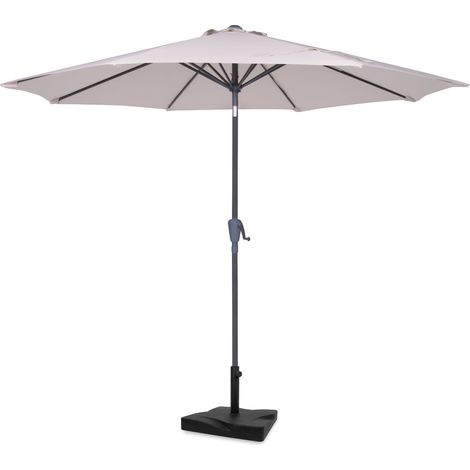 VONROC Parasol inclinable Ø300 cm avec pied 20 kg et housse – Beige – GP503XX