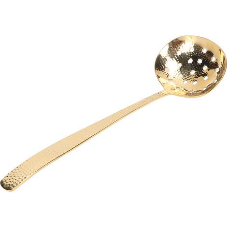 Louche en laiton durable, élégante finition dorée brillante, poids équilibré, louche multifonctionnelle pour la cuisine domestique. (1/5)