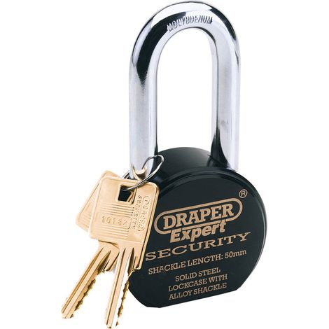 Heavy Duty Solid Steel Padlock with Extra Long Shackle – Durable Security Lock by Draper H/DUTY Series 64207 (1/5)