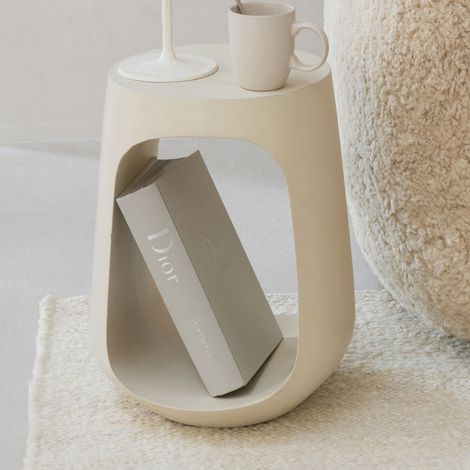 Table d'appoint design 35x35x46 cm en manguier beige - RAZI