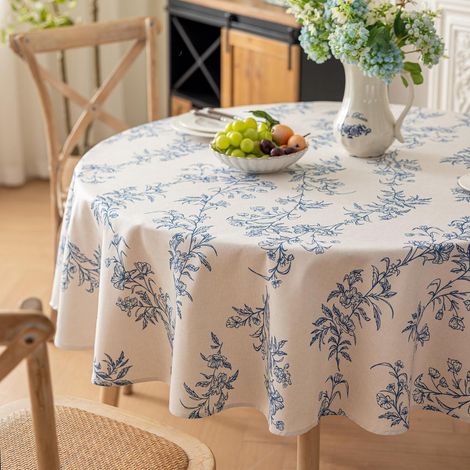 Nappe ronde lavable 180cm à motif floral, imperméable et facile d'entretien