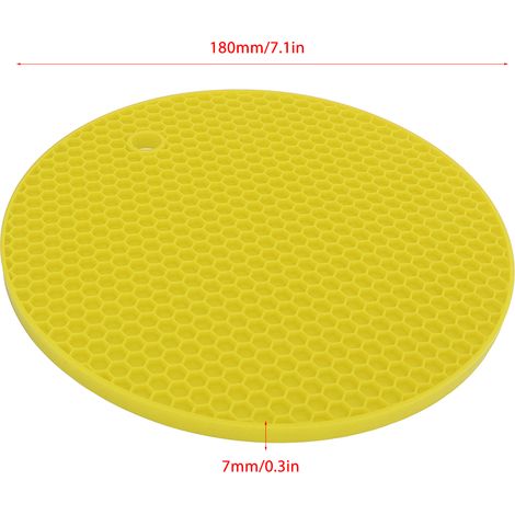Ortviai Tapis de protection ronds en silicone résistant à la chaleur, antidérapants, 5 pièces, jaune, Ø18 cm (1/4)