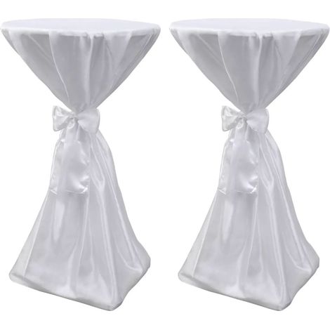 Mantel blanco con cinta Ø80 cm 2 piezas DEC022486 (1/5)