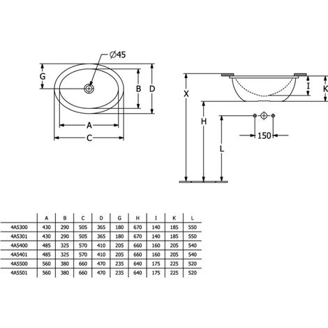 Villeroy & Boch 4A5401R7 Évier sous-plan Loop & Friends 485x325 mm ovale