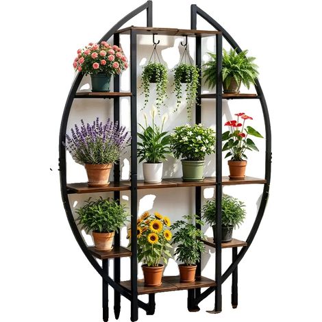 Soporte para plantas, diseño de 9 niveles, estilo industrial vintage, soporte para una sola planta. (1/2)