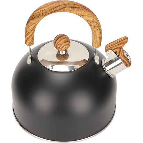 Bouilloire siffleuse 2,5L noire, poignée pliante, sifflet sonore, style européen, pour cuisinière (1/5)