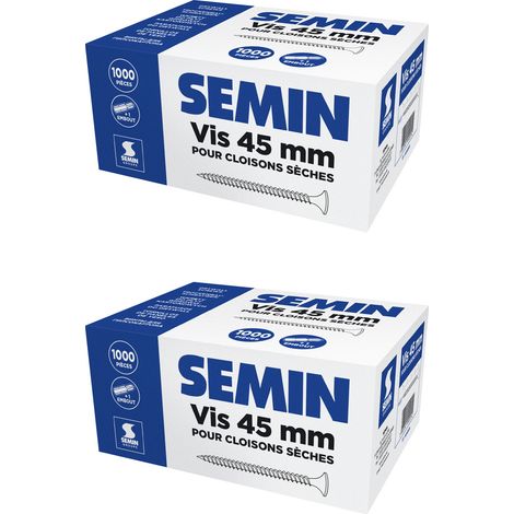 Lot de 2 x 1000 vis auto perceuse Semin pour la fixation des plaques de pâtre sur l'ossature - intérieur - 45 mm (1/5)