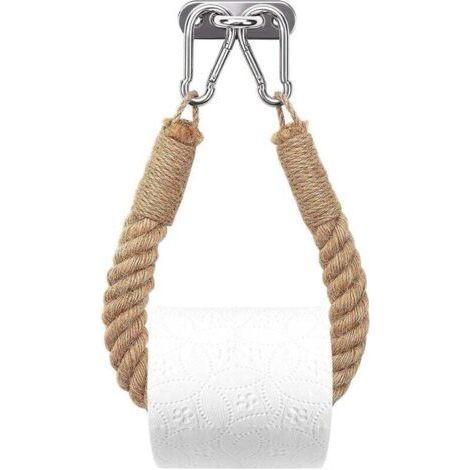 Toilettenpapierhalter, Handtuchhalter aus Hanfseil für Bad und Küche, Badezimmerpapierhalter, Toilettenhandtuchrollenhalter (Gelb). (1/4)
