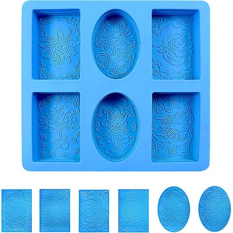 Silicone soap molds, soap-making shapes, 6-cavity silicone soap mold, soap making with silicone molds, soap making shapes (1/5)