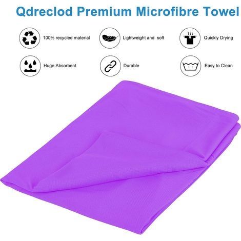 Mikrofaser-Strandtuch für Sonnenliegen, Strandtuch für Damen und Herren, schnelltrocknend/mehrere Taschen/leicht/extrem saugfähig, 75 x 210 cm, Lila (1/4)