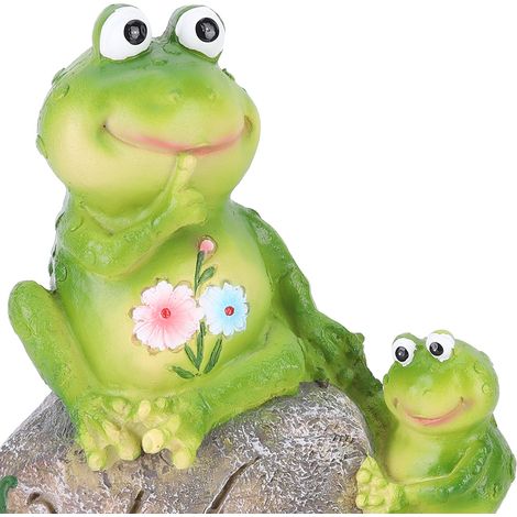 Figura artesanal de rana con 2 miniaturas de resina para jardines paisajísticos, adorable modelo de rana madre-hijo-padre, decorativo, duradero y ecológico. (1/5)