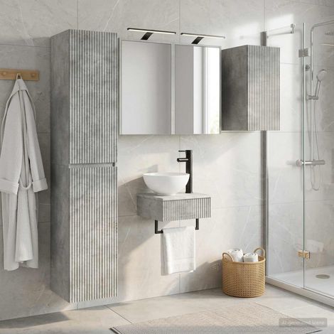 vidaXL Bathroom Furniture Set 5 pcs Concrete Grey (1/5)