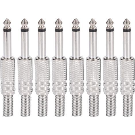 8 pièces prise audio 1/4 "TS mono,connecteur jack à souder mâle 6,35mm pour câbles haut-parleur/guitare/microphone (1/5)