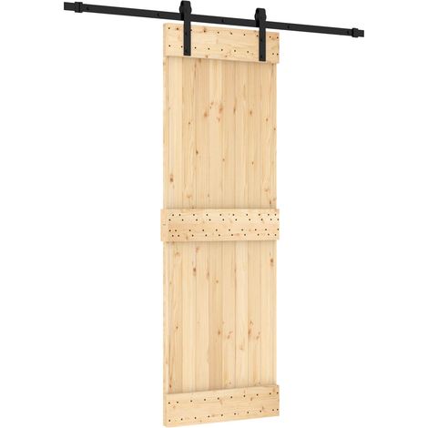 Schiebetür Natürlich und Schwarz 70 x 210 cm Massivkiefer vidaXL
